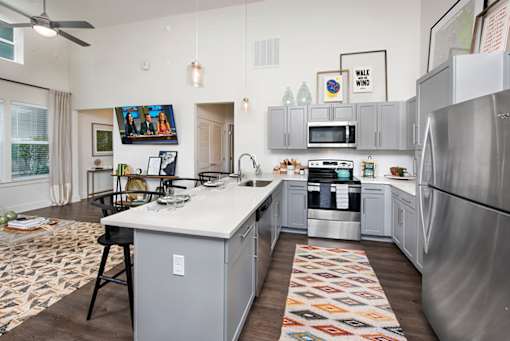 Kitchen at The Cottages at Old Monrovia Apartment , Huntsville