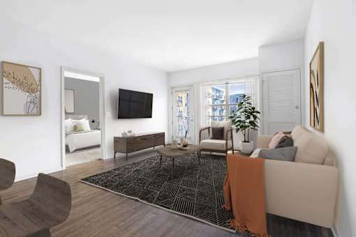 a living room with a couch and a tv at Wheaton 121, Illinois, 60187