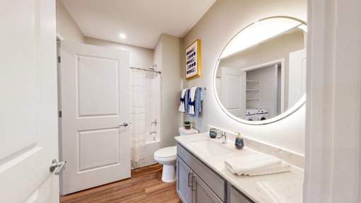 Bathroom With Bathtub at The Arlow on Kellog, St. Paul, MN, 55102