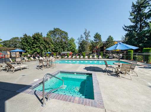 Pool and spa at The Village at Seeley Lake