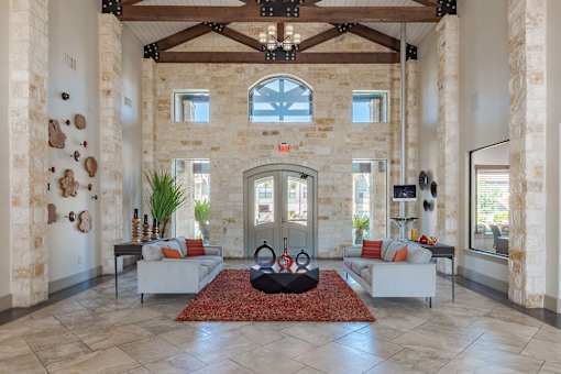Entrance of Legacy Brooks with Comfortable Seating  at Legacy Brooks, San Antonio, TX