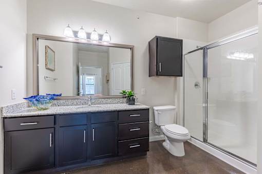 Large Bathroom with Cabinetry and Stand Up Shower  at Legacy Brooks, Texas 78223