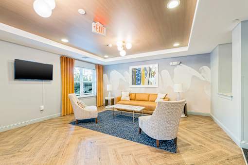 Community Room With TV at Axis at Lakeshore, Bridgewater, MA