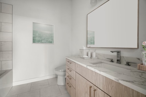 Bathroom with Mirror at The Aeronaut, Massachusetts