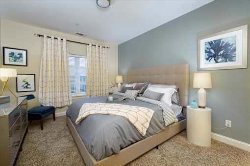 Bedroom at Axis at Lakeshore Apartments, Bridgewater, Massachusetts