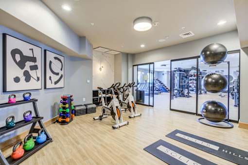 the gym at the preserve at polk apartments