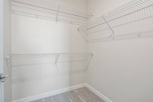 a walk in closet in a 555 waverly unit