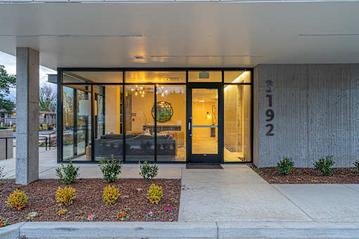 a view of the front of the building from the street
