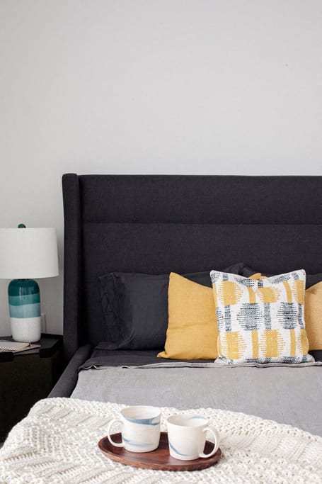 Staged bedroom: Bed