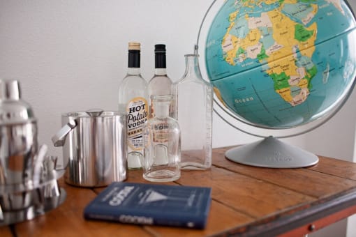 Staged bar cart
