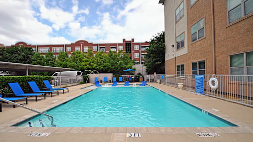 A swimming pool with a depth marker at 3 feet.