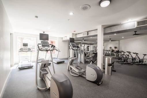 a gym with weights and other exercise equipment