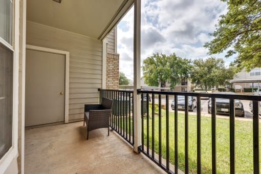 the preserve at ballantyne commons spacious balcony with seating and a view of the