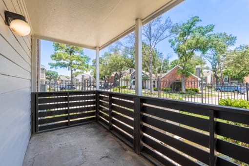 porch of a house at Tall Timbers Apartments, Houston, TX