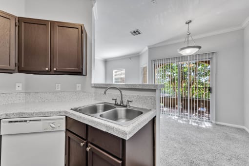 empty kitchen at Villas at Sonterra, San Antonio