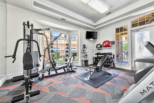 home gym at Villas at Sonterra, Texas
