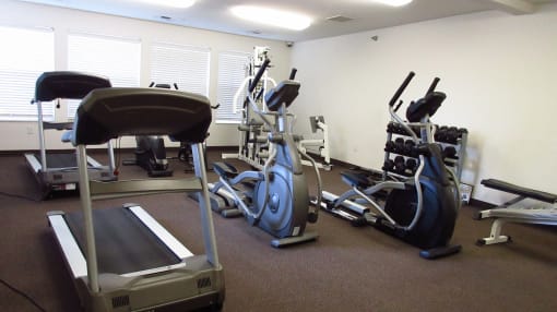a gym with a lot of exercise equipment