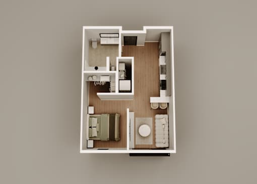 1 Bed 1 Bath Floorplan at Bloom, Monona, Wisconsin