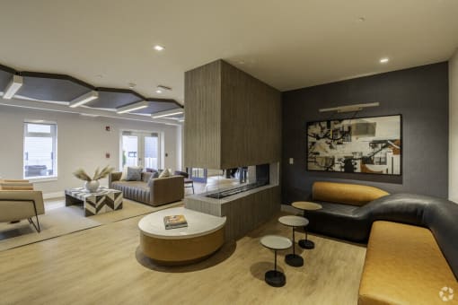 a living room with a couch and a coffee table