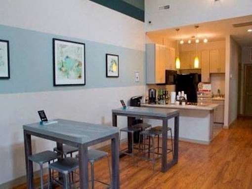 Common area kitchen at Emory Woods Apartments, Durham, NC.