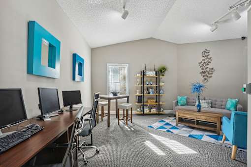 Spacious living room and dining room with a table and chairs and a computer desk  at Cape Landing, Myrtle Beach, 29588