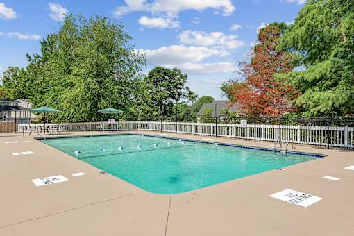 A large outdoor swimming pool at Emerald Bay, Charlotte, NC, 28217