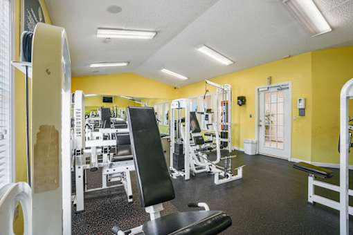 Fitness room with weights and cardio equipment  at Cape Landing, Myrtle Beach