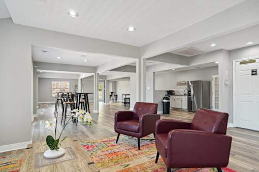 Community living room and kitchen at Emerald Bay, North Carolina