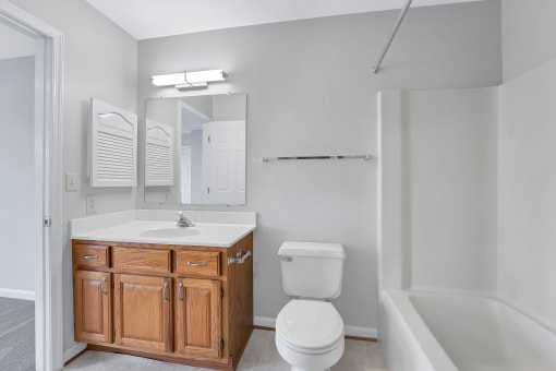 a bathroom with a toilet and a sink and a bath tub