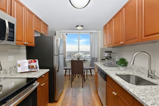 Bright kitchen with ample cabinet and counter space