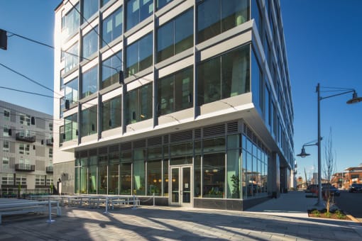 front of the office building
