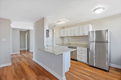 Penthouse kitchen with stainless steel appliances
