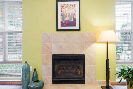 Clubhouse fireplace-Horace Mann Apartments, Gary, IN