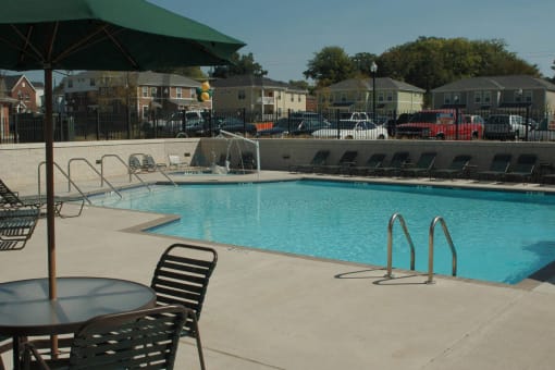 Outdoor pool and pool area-Quimby Plaza Apartments Memphis, TN