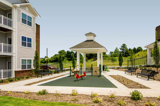 Playground and gazebo-The Lofts at Southside Apartments Durham, NC