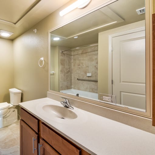 Apartment bathroom, Wheatley Park Senior Apartments San Antonio, TX