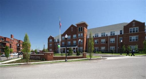 Front exterior of apartment complex-Senior Living at Cambridge Heights Apartments, St. Louis, MO