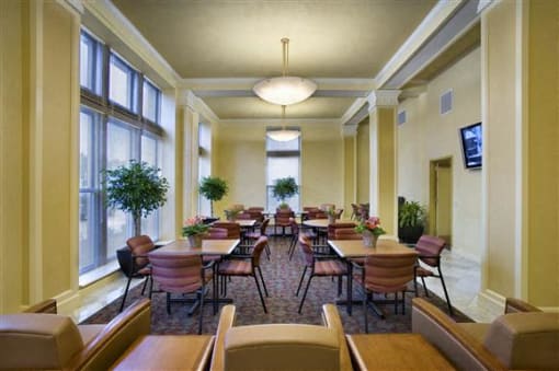 Lobby seating area-Washington Apartments, St. Louis, MO