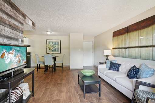Living Room With TV at University Village Apartments, Colorado Springs, CO, 80918