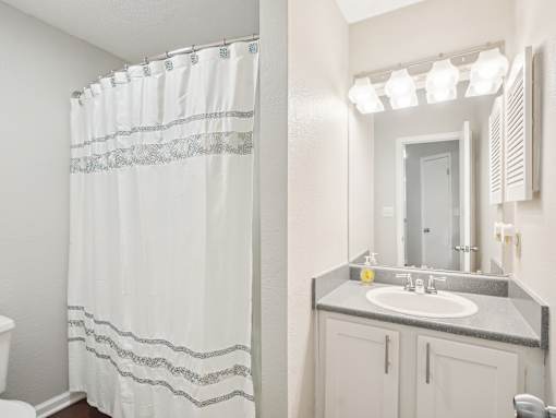 Bathroom With Vanity Lights at University Ridge Apartments, Durham, NC, 27707