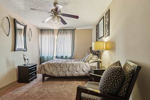 Comfortable Bedroom at University Village Apartments, Colorado Springs, CO, 80918