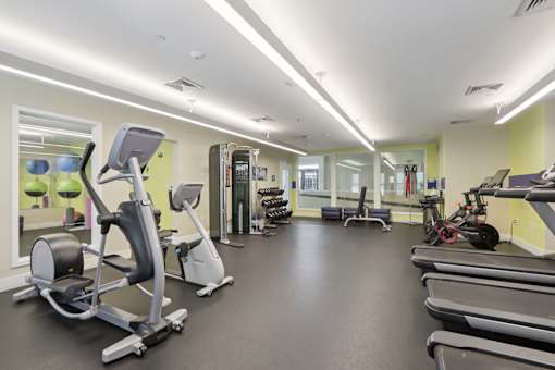 Fitness center with treadmill at The View at Old City, Pennsylvania