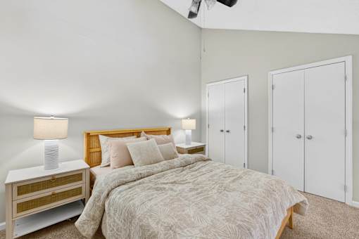 Bedroom With Ceiling Fan at Lofts of Wilmington, North Carolina, 28405