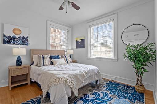 Bedroom With Ceiling Fan at The Collection of Historic Richmond, Virginia, 23220