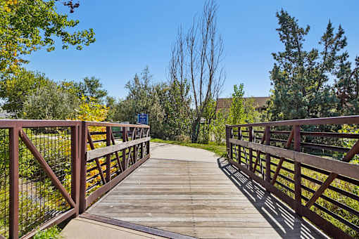 A wooden bridge at Deer Crest Apartments, Broomfield, 80020