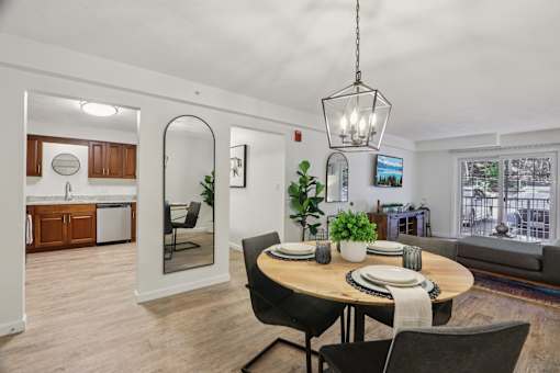 A modern dining room at Heritage at the River, Manchester, 03102