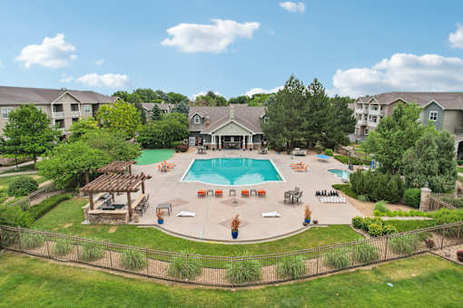 Community Pool View at Heritage at Stone Mountain, Colorado, 80233