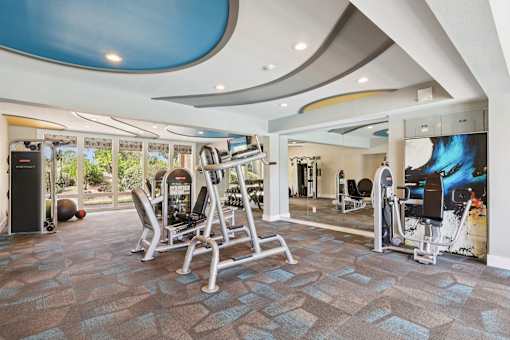 Gym with a variety of equipment at Whisper Lake Apartments, Winter Park, Florida