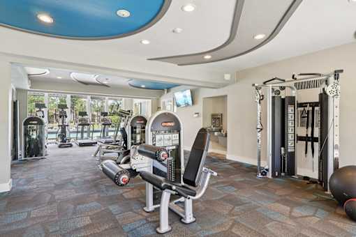 Modern fitness center at Whisper Lake Apartments, Winter Park, FL, 32792