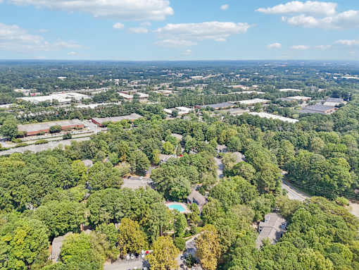 A bird's eye view of a forest at Canopy Glen, Norcross, GA